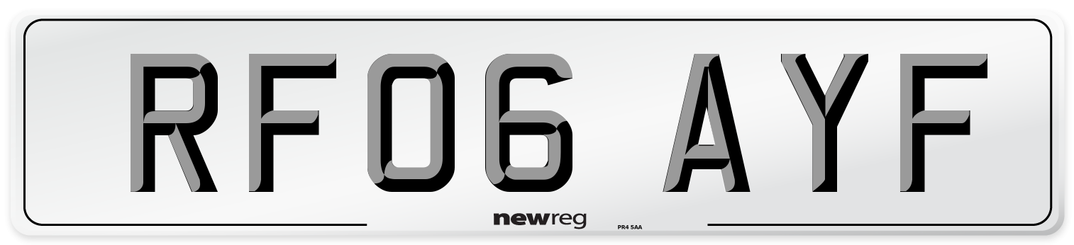 RF06 AYF Number Plate from New Reg